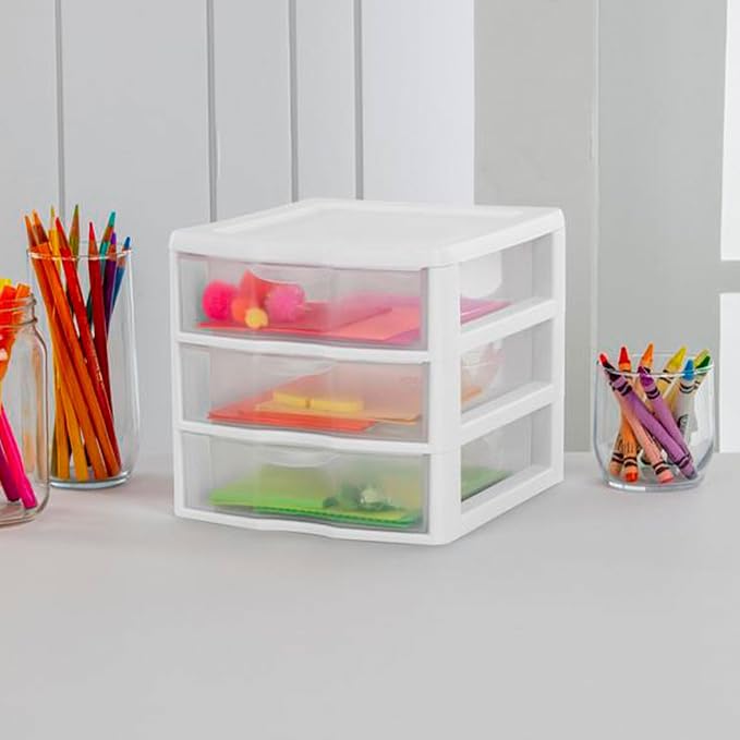 Sterilite Clearview 3-Drawer Cart Small Plastic Storage Organizer, Containers - Image 2