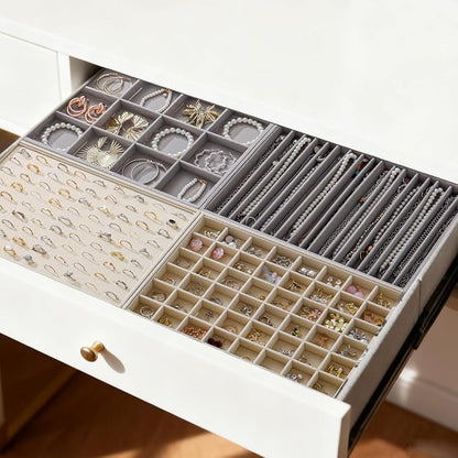 Large Jewelry Organizer for Drawer Insert Velvet Stackable Jewelry Trays for - Image 7