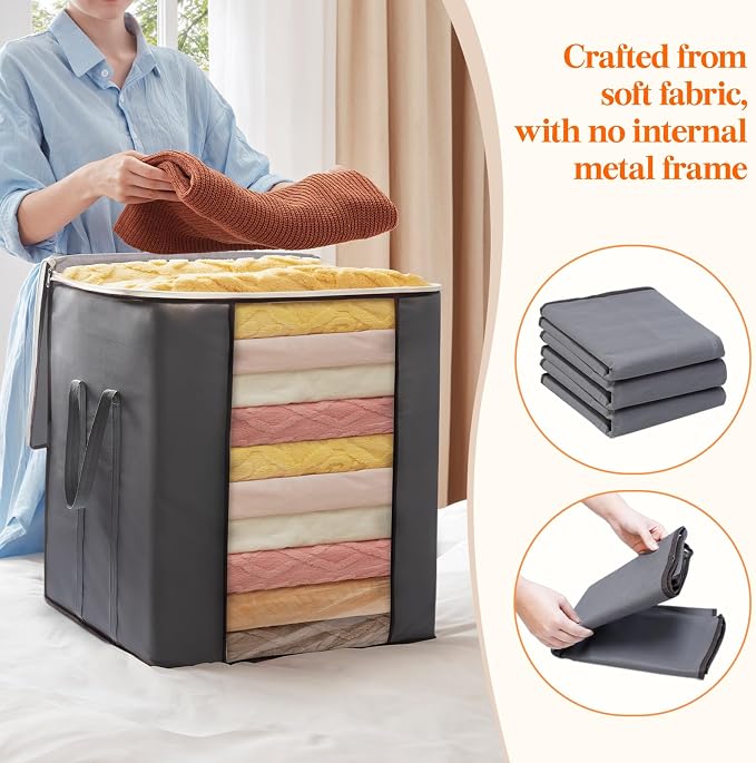 Lifewit 120L Extra Large Blanket Storage Bags, Foldable Comforter Storage - Image 2