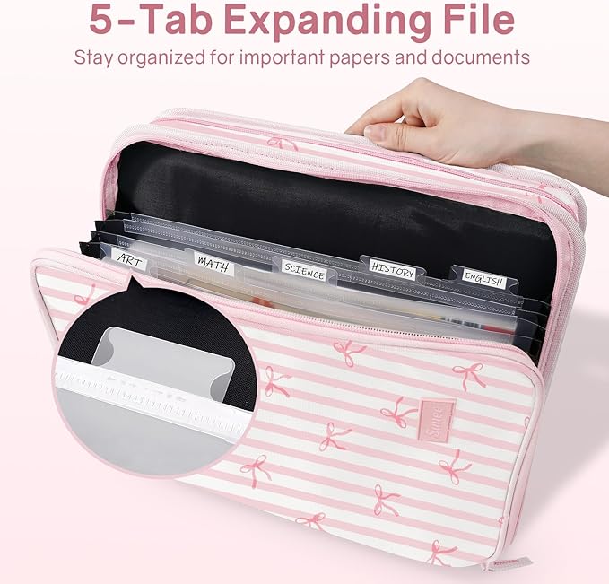 SUNEE Zippered Binder Bag with Handle, 2-Inch 3-Ring O-Ring, 500-Sheet Capacity - Image 2