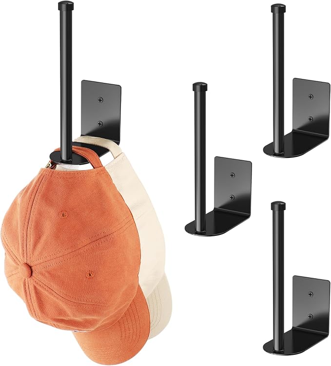 4 Pack Hat Racks for Baseball Caps, Stainless Steel Hat Organizer for Baseball by Durmmur