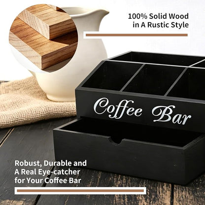 Coffee Bar Organizer for Countertop, 2-Tier Wooden Coffee Station Accessories - Image 3