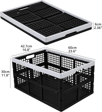 3-Pack Large Plastic Folding Storage Crates, 66 L Collapsible Storage Crates - Image 2