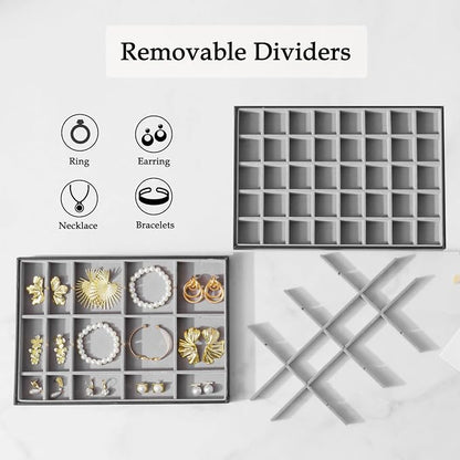 Large Jewelry Organizer Tray 2 Pack, Stackable Jewelry Storage Holder - Image 2