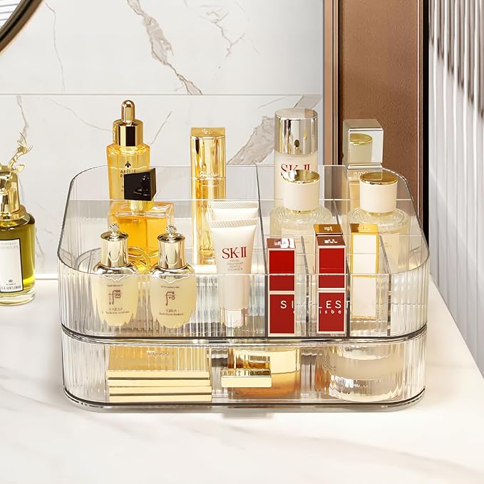 Clear Makeup Organizer for Vanity, Large Desk Organizer - Image 2