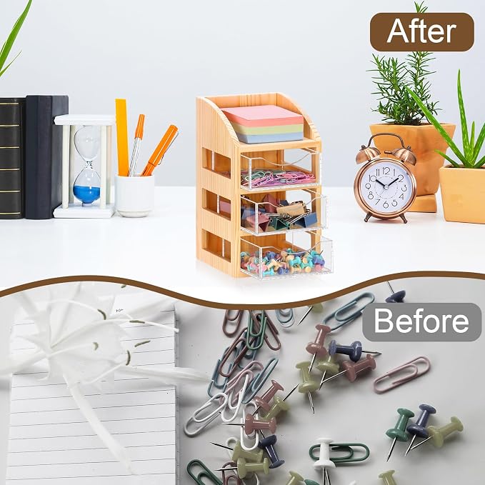 3 Drawer Desktop Accessory Storage Acrylic Sticky Note Holder - Image 5