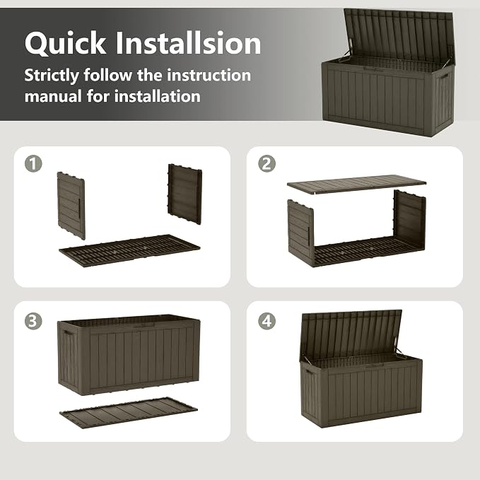 Outdoor Storage Box, 120 Gallon Resin Deck Boxes Outdoor Waterproof - Image 7