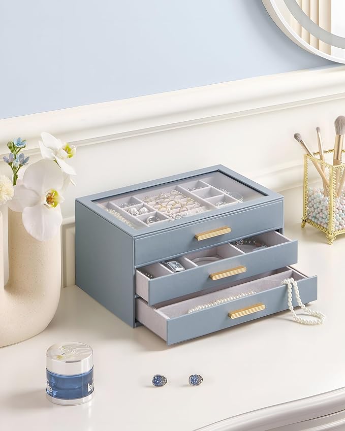 Lolalet Jewelry Box Organizer, 3-Layer Jewelry Organizers and Storage Case - Image 2