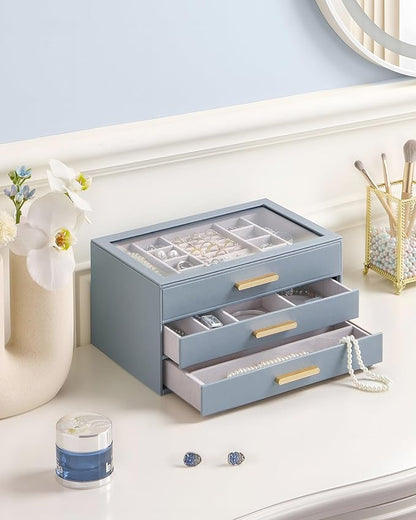 Lolalet Jewelry Box Organizer, 3-Layer Jewelry Organizers and Storage Case - Image 2