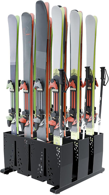 Ski Storage Rack for Garage, 12 Pair Heavy Duty Steel Freestanding Ski Storage by TOCRETOARE
