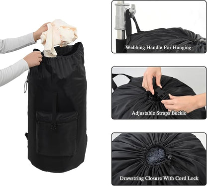 OTraki Laundry Bag Backpack, Portable Travel Dorm Laundry Bag - Image 2