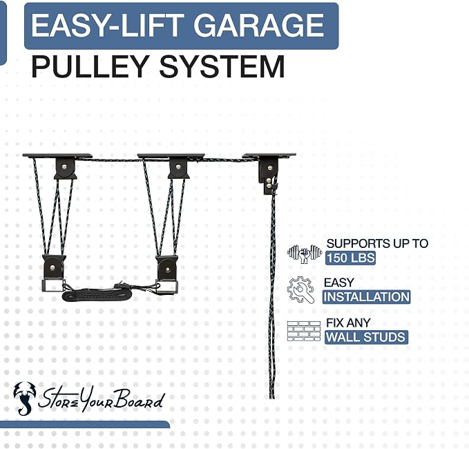 Teal Triangle Heavy Duty Elite Kayak Hoist, Easy-Lift Garage Pulley System - Image 4