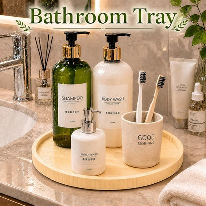 Bamboo Bathroom Organizer Countertop and Vanity Tray，Modern Turntable - Image 2
