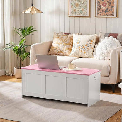 HOOBRO Storage Bench, 39.3" Retro Wooden Storage Chest, Wooden Storage Trunk - Image 4