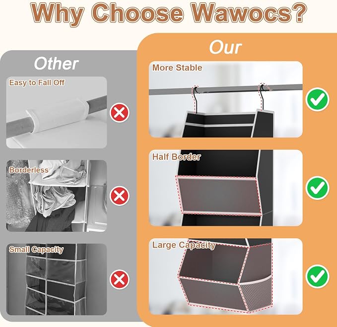 Hanging Closet Organizer Collapsible Bedroom Closet Organization, 3 Shelf | - Image 4