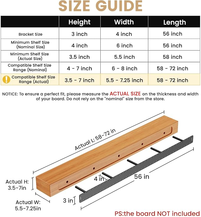 1 Pack Large Shelf Brackets Long Floating Shelf Bracket Invisible Floating - Image 2