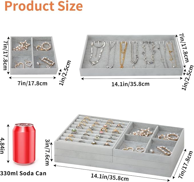 Fixwal Jewelry Organizers and Storage, 14in Stackable Jewelry Drawer Organizer - Image 2