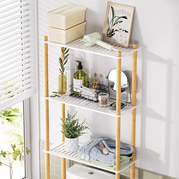 AmazerBath Bamboo Over The Toilet Storage Shelf, 3-Tier Bathroom Storage - Image 3