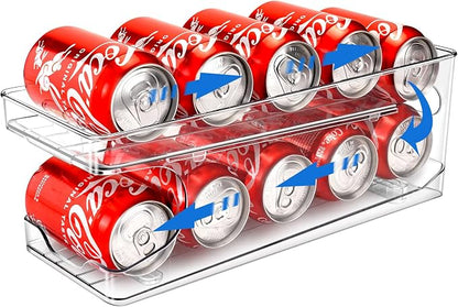 Rolling Soda Can Organizer for Refrigerator Can Dispenser for Beer Soda Seltzer by BingoHive