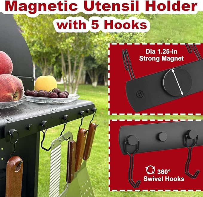 Magnetic Grill Hooks, Heavy Duty Magnetic Utensil Rack - Image 2
