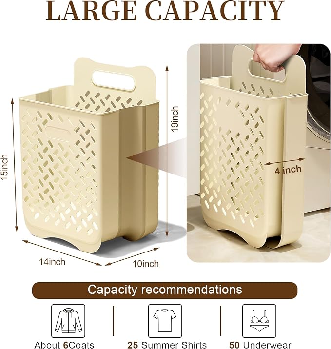 Laundry Basket Hamper, Hanging Wall Collapsible Laundry - Image 3