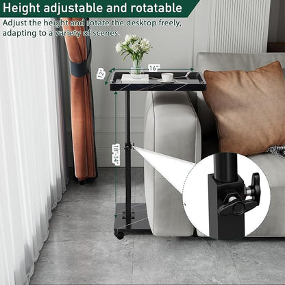 C Table End Table Adjustable Height, 360°Swivel TV Tray Table - Image 3