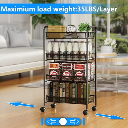 4-Tier Mesh Rolling Cart - Image 4
