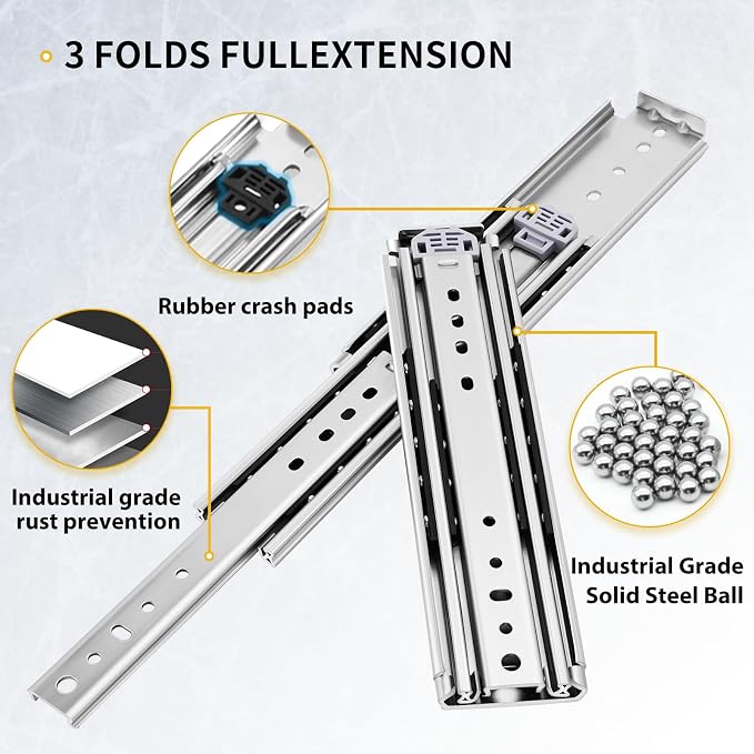 YENUO Heavy Duty Drawer Slides Full Extension Ball Bearing 12–60 Inch 500LB | - Image 6