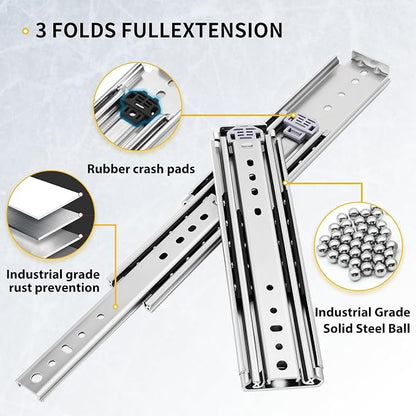 YENUO Heavy Duty Drawer Slides Full Extension Ball Bearing 12–60 Inch 380LB | - Image 6