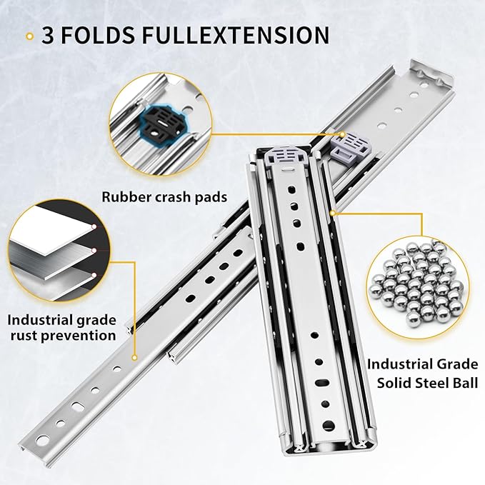 YENUO Heavy Duty Drawer Slides Full Extension Ball Bearing 12–60 Inch 460LB | - Image 6