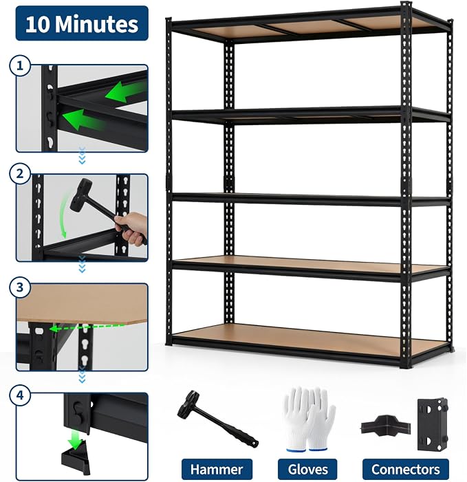 Garvee 3-Tier Storage Shelving Unit, 1500 lbs Load | Carbon Steel Utility - Image 5
