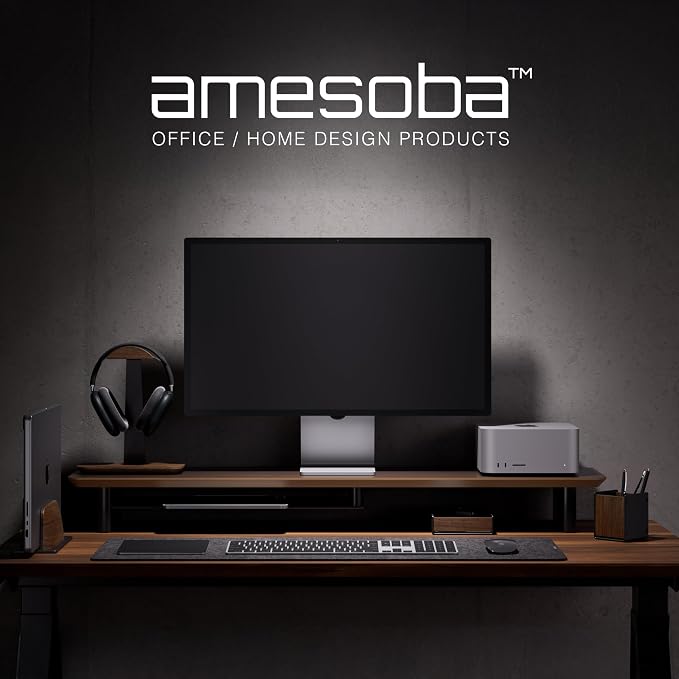 Walnut Dual‑Tier Monitor Stand for Modern Desk Setup – Minimalist Wooden Riser - Image 3