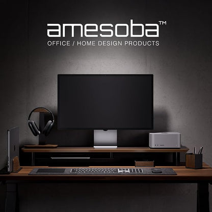 Walnut Dual‑Tier Monitor Stand for Modern Desk Setup – Minimalist Wooden Riser - Image 3