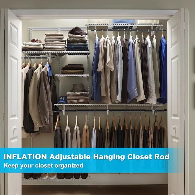 INFLATION Adjustable Closet Rod 15-25 Inch Width, 35 Inch Height Black Stylish - Image 5