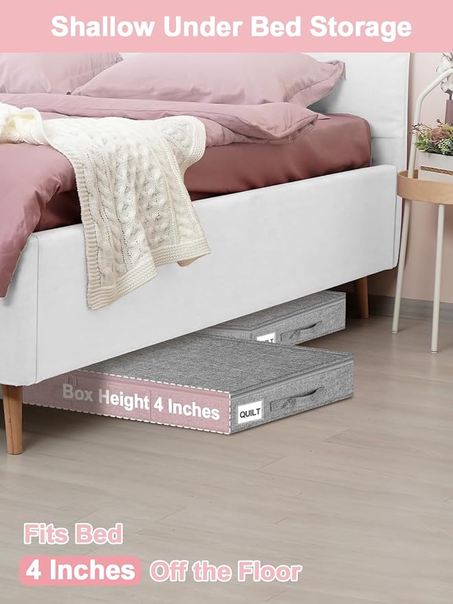 4-Inch Tall Under Bed Storage Container, Low Profile Underbed Storage Bin - Image 2