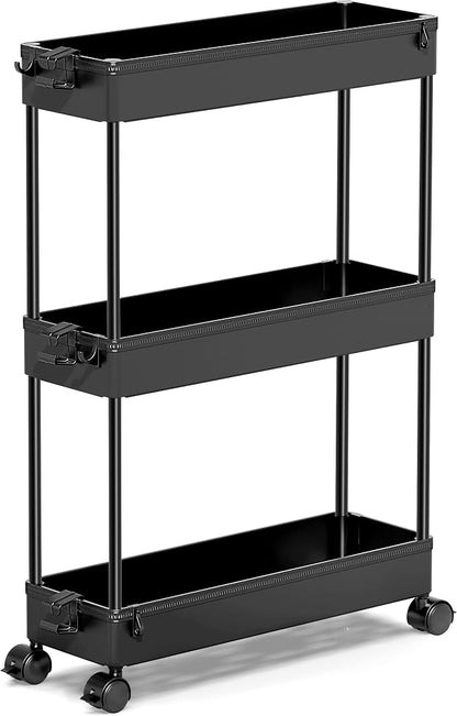 SPACEKEEPER Slim Rolling Storage Cart, 3 Tier Bathroom Storage Organizer by SPACEKEEPER