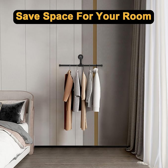 Industrial Pipe Clothes Rack Floating DIY Wall Mounted, Heavy Duty Rustic - Image 6