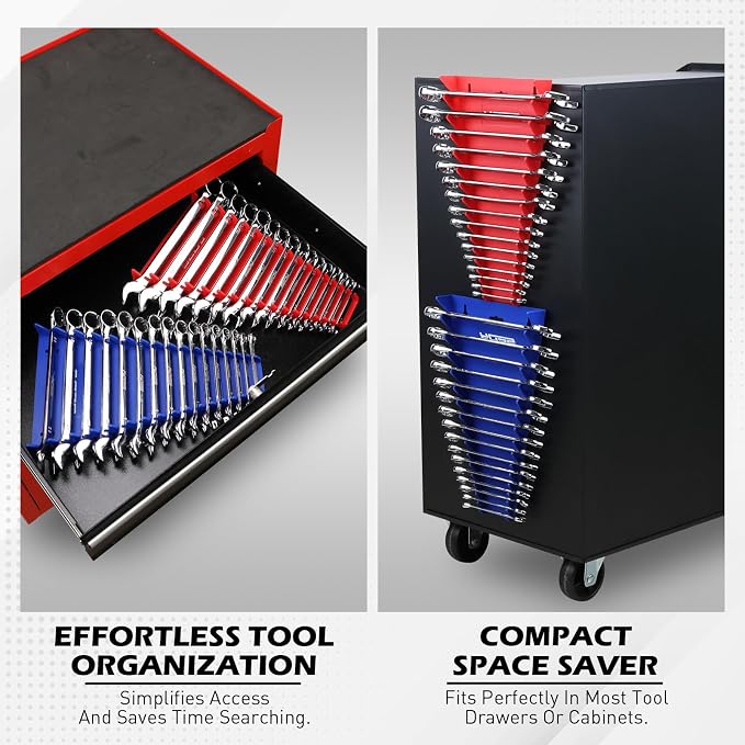 2-Pack Magnetic Wrench Organizer, 32-Slot Premium Wrench Rack Holder Tool Trays - Image 6