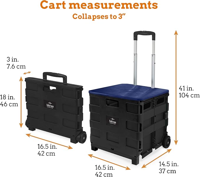 Collapsible Ultra-Slim Pack-N-Roll, 2 Wheel Utility Cart w/Lid Used as Seat up - Image 2