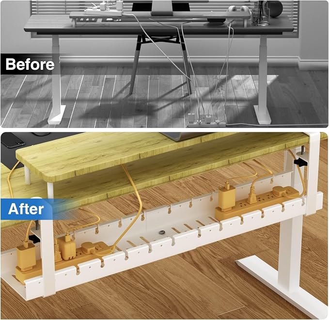 No Drilling Under Desk Cable Management, Metal Cable Management Tray Under Desk - Image 2