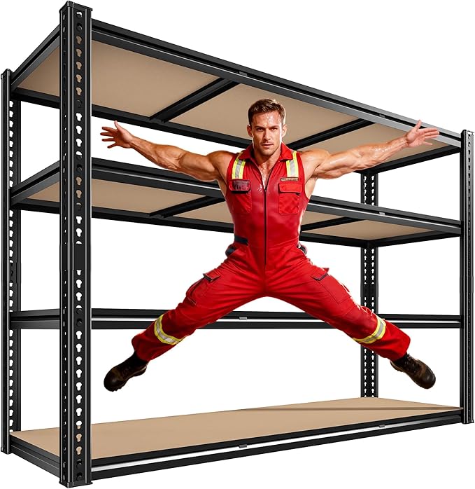 ROOMFAVE 60" W Garage Shelving Metal Shelving 2800LBS Storage Shelves Heavy by RoomFave-organizeyourjoy