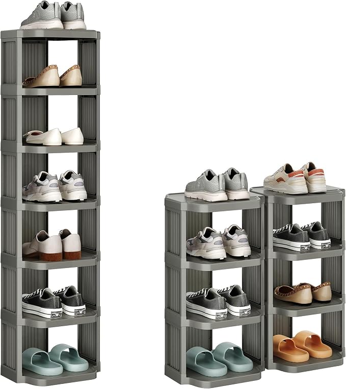 Kitstorack 8-Tier Vertical Plastic Shoe Rack, Freestanding Stackable Shoe by Kitstorack