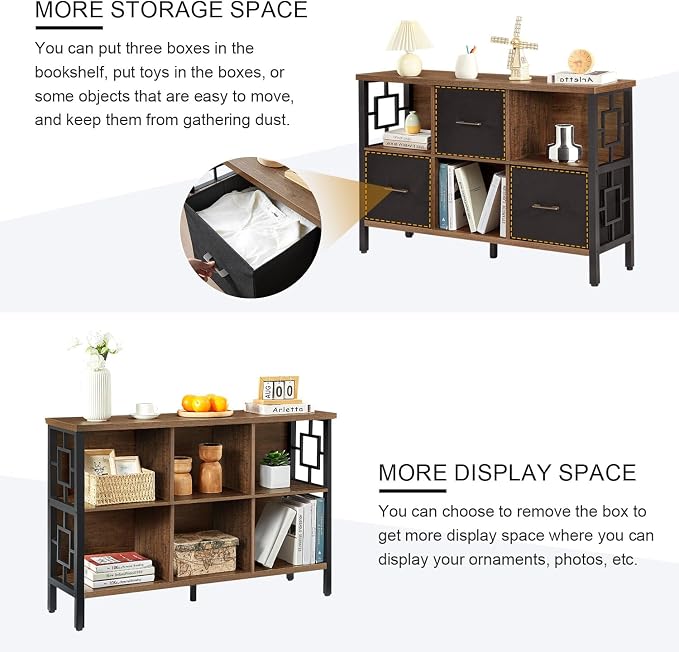 HOMISSUE 6 Cube Storage Organizer Shelf, Rustic Short Bookshelf - Image 6