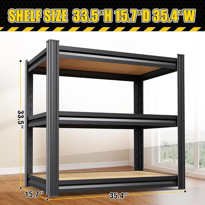 2 Pack Garage Shelving Heavy Duty Storage Shelves, Metal Adjustable Shelving - Image 2
