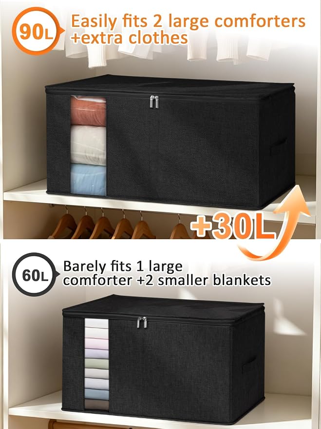 90L Blanket Storage Bags, Extra Large Comforter Storage Bag - Image 2