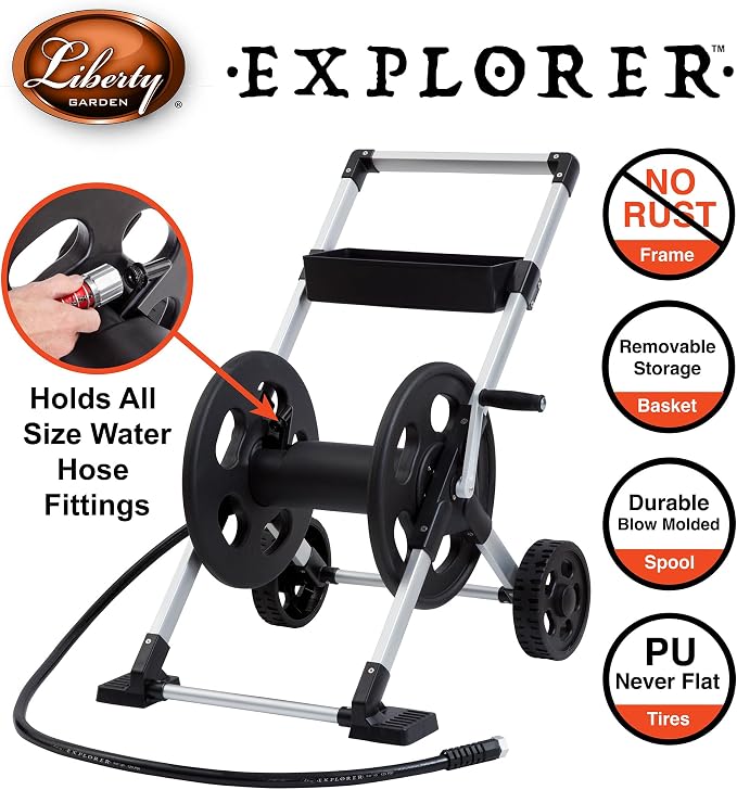 Liberty Garden 304 Explorer Two Wheel Hose Reel Cart, Holds 250-feet of 5/8" - Image 4