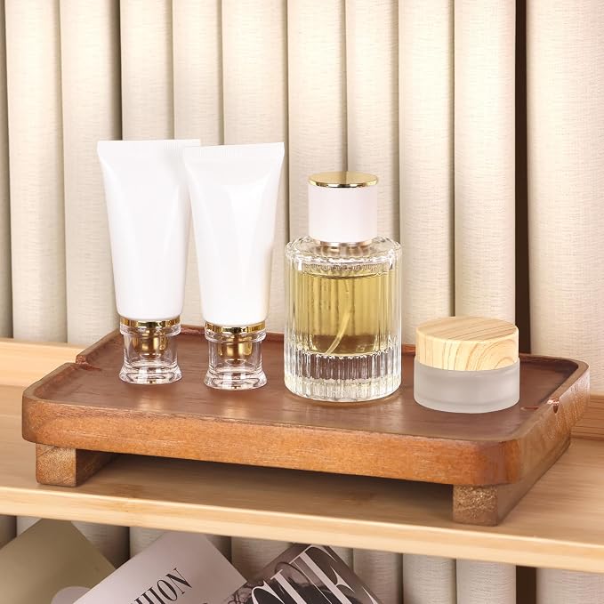 Wood Riser Small Decorative Tray Sink Soap Dish, Vanity Tray Pedestal Stand 9 x - Image 6