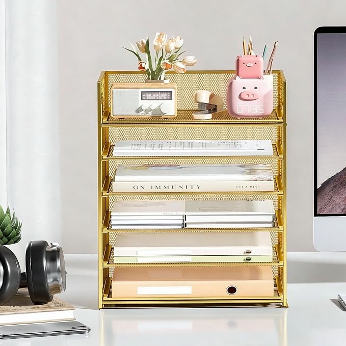 6 Trays Paper Organizer with Handle - Image 4