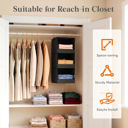 Lifewit 3 Tier Hanging Closet Organizer and Storage, Foldable Hanging Closet - Image 4