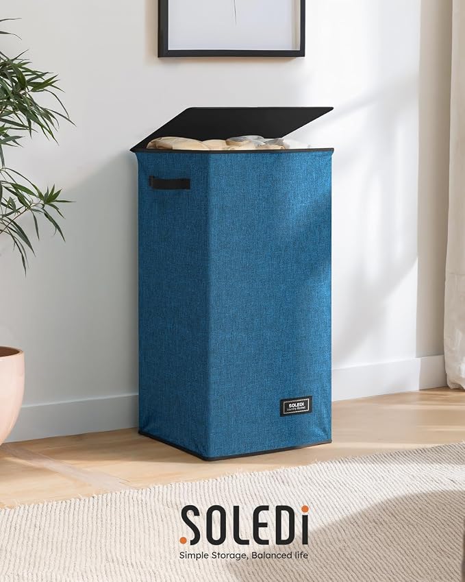 SOLEDI Laundry Hamper with Lid 100L Large & Tall Collapsible Laundry Baskets - Image 9